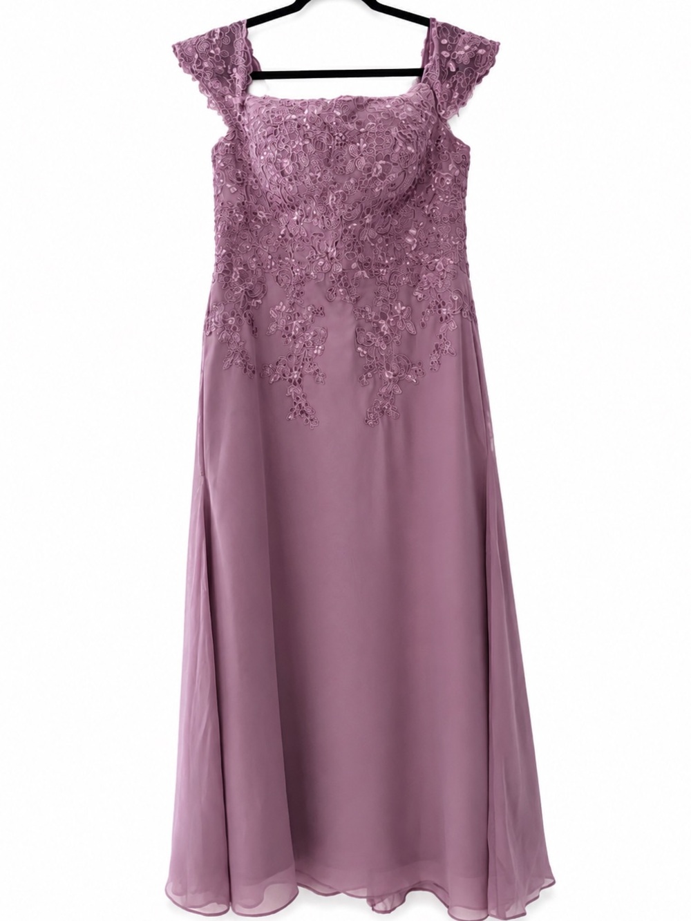 Dusty Mauve Floral Appliqué Sequin Off Shoulder Gown Size 12 Corset Back Formal - Picture 3 of 7